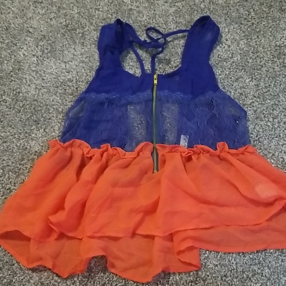 Blue and orange crop top